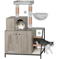 Sonstiges Kratzbaum mit Katzenklo-Schrank 121 cm Greige
