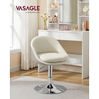 Vasagle Schminkstuhl mit Rückenlehne, Stuhl drehbar, robuster Sockel, für Schlafzimmer, Esszimmer, hellmokkafarben