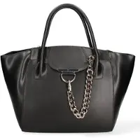 John Richmond Damenhandtasche Echtleder Schwarz Silber Black and Off Silver UNICA 28x20x9 cm JR-W-1101BX-BLACK-SILVER