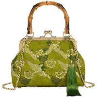 Merkloos Elzusha – Elegante Vintage-Handtasche mit Bambusgriff und Fransen