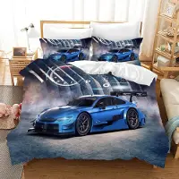 Merkloos Omgoods – Rennwagen-Bettbezug 135 x 200 cm für Jungen, mit 2 Kopfkissenbezügen 50 x 75 cm
