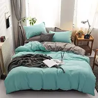 Merkloos Omgoods – Wendbares Bettwäsche-Set, Türkis und Grau, 155 x 220 cm