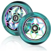 Merkloos Rollerreifen 110 mm - Ersatzset (2 Stück) - ABEC-9 Kugellager - Polyurethanreifen - Nabe aus Aluminiumlegierung - Hohe Elastizität - Freestyle-Reifen