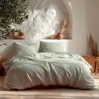 Merkloos Omgoods – Bettwäsche-Set, 100% Baumwolle, atmungsaktiv und weich, für Betten der Größe 100 x 220 cm, in der Farbe Türkis