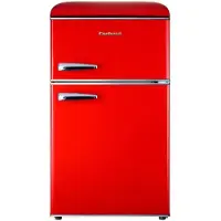 OEM Retro-Kühlschrank 86 l + 26 l Gefrierfach, rot, Glaseinlegeböden
