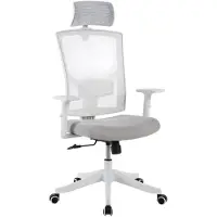 StarTech.com Ergonomischer Bürostuhl - Mesh Drehstuhl - Hohe Rückenlehne - Verstellbare Kopfstütze - Lendenstütze - Hochklappbare Armlehnen - Dicke Polsterung - Weiß