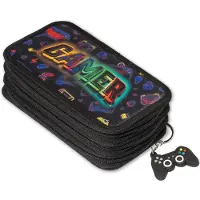 Merkloos Etui mit 3 Fächern für Schulbedarf und Kosmetik