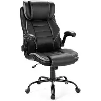StarTech.com Großer ergonomischer Bürostuhl - Chefsessel - Bis 180 kg - Hohe Rückenlehne mit Kopfstütze - Lordosenstütze - Breiter Dreh- und Wippstuhl aus Kunstleder - Schwarz-grau