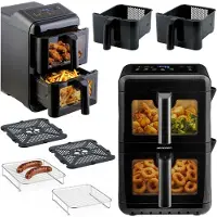 OEM Heißluftfritteuse 11,6 l, Doppelkammer, 3000 W, 9 Programme, Schwarz