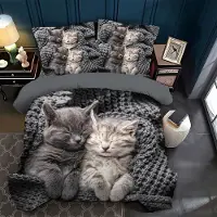 Merkloos Bettwäsche-Set für ein Doppelbett mit niedlichen Katzenmotiven