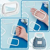 Markenlos 6 Stück Rechteckige Taschenhenkel Ersatz in Silber - Metallgriffrahmen für Handtaschen, Börsen und Schultertaschen, 9,5 x 6 cm
