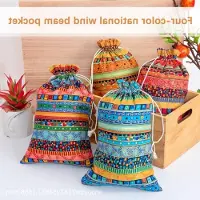 Markenlos Kleine Jute Taschen Set von 20 - Ethnischer Stil, 10 x 15 cm, Baumwollzugbeutel für Geschenke, Schmuck und Hochzeiten