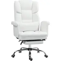 StarTech.com Ergonomischer Bürostuhl - Schreibtischstuhl - Höhenverstellbar 48–56 cm - Neigbare Rückenlehne - Fußstütze - Drehbar - Gepolsterter Sitz - Weiß