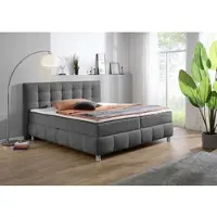 Home affaire Boxbett "Marvao inkl. Bettkasten und Topper", grau (anthrazit), B:214cm L:210cm, Komplettbetten, Boxbett, Boxbett mit Bettkasten, inkl. Topper