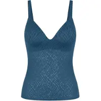 Sloggi BH-Hemd "ZEROFeelBliss THE UP PushUpShirt", Damen, Gr. L, N-Gr, blau (smoky blau), Spitze, Obermaterial: 64% Polyamid, 20% Elasthan, 16% Polyester, BHs BH-Hemd, unsichtbar mit Spitzenoptik