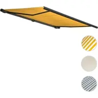 Mendler Elektrische Kassettenmarkise T124, Markise Vollkassette 5x3m Polyester gelb, Rahmen anthrazit