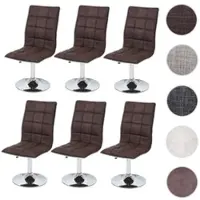 Mendler 6er-Set Esszimmerstuhl HWC-C41, Stuhl Küchenstuhl, höhenverstellbar drehbar, Stoff/Textil vintage dunkelbraun