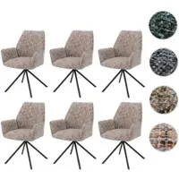 Mendler 6er-Set Esszimmerstuhl HWC-G67, drehbar Auto-Position Metall Chenille (410g/m²) Gestell schwarz, bunt