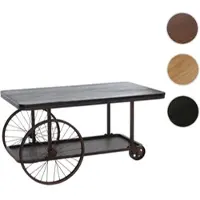 Mendler Couchtisch HWC-Q69, Beistelltisch Sofatisch, Reifen Industrial Retro Holz, 54x100x60cm schwarz, Metall kupferfarben