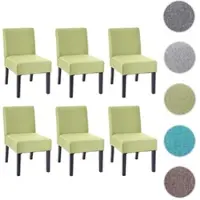 Mendler 6er-Set Esszimmerstuhl HWC-F61, Stuhl Lounge-Stuhl, Stoff/Textil grün