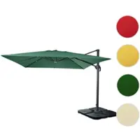 Mendler Gastronomie-Ampelschirm HWC-A96, Sonnenschirm 3x3m (Ø4,24m) Polyester Alu/Stahl 23kg dunkelgrün mit Ständer