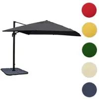 Mendler Gastronomie-Ampelschirm HWC-A96, 3x4m (Ø5m) Polyester Alu/Stahl 26kg anthrazit mit Ständer