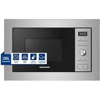 Heinner HMW-MDBI28GDIX, Integriert, Grill-Mikrowelle, 28 l, 800 W, Drehregler, Tasten, Schwarz, Edelstahl