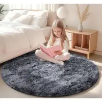 Merkloos Omgoods - Hochfloriger Teppich - Rund, 120 cm Durchmesser, Dunkelgrau