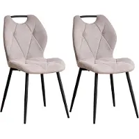 StarTech.com Skandinavische Esszimmerstühle - 2er Set Polsterstühle - Leinenbezug - Metallbeine - Ergonomische Rückenlehne - Beige