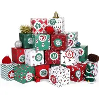 Sonstiges Kesote Weihnachts Adventskalender Schachteln 24 Boxen Geschenkboxen Rot Grün mit Zahlenaufkleber