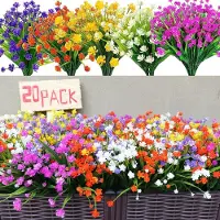 Merkloos Omgoods – 20 Bündel künstliche Blumen, UV-beständig, für Innen- und Außenbereich