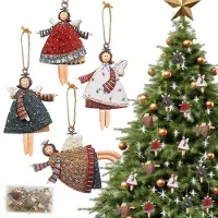 Sonstiges Weihnachtsanhänger Engel Holz 20 Stück 4 Designs Adventskalender Füllung Baumschmuck