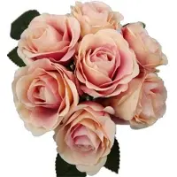Merkloos 31 cm Kunstrosen-Bouquet mit 7 Blütenknospen – ideal für Hochzeiten und Wohnraumdekoration