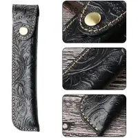 Merkloos Etui aus Leder, Vintage-Stil – Stifthalter für Studenten – Etui für Künstler – Etui für Zuhause/Büro – 17x3,5 cm – Schwarz/Rot/Braun