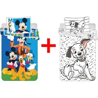 Disney Micky Maus und 101 Dalmatiner Babybettwäsche, Kinderbettwäsche, Bettdecke 100 x 135 cm + Kopfkissen 40 x 60 cm, 100% Baumwolle, 2er Geschenk-Set
