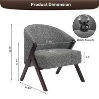 StarTech.com Sessel - Mid-Century Modern Loungesessel - Holzgestell - Gepolstert mit Armlehnen - Für Wohnzimmer, Schlafzimmer oder Leseecke - Einfache Montage - Dunkelgrau