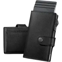 Sonstiges Portmonee Herren Slim mit magnetischem Münzfach, Pop-up Geldbörse für 7 Karten, 2 Ausweise & 12+ Papiergeld, RFID Schutz, Schwarz