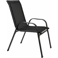 StarTech.com 4er Set Gartenstühle - Outdoor Balkonstuhl - Stahlrahmen mit Teslin-Gewebe - hohe Rückenlehne 52 cm - belastbar bis 150 kg - schwarz