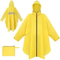 Merkloos Omgoods – Wasserdichter Regenponcho für Erwachsene – Leichte Regenjacke mit Reißverschluss und Kapuze
