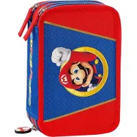 Merkloos Omgoods – Stiftetasche für Kinder – 3 Fächer mit Super Mario Design