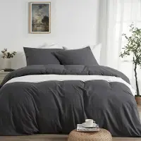 Merkloos Omgoods – Grau gestreifte Bettwäsche-Set, 140x200 cm, aus superweicher Mikrofaser