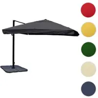 Mendler Gastronomie-Ampelschirm HWC-A96, 3x4m (Ø5m) Polyester Alu/Stahl 26kg Flap, anthrazit mit Ständer