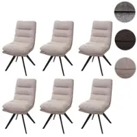 Mendler 6er-Set Esszimmerstuhl HWC-G66, Küchenstuhl Stuhl, drehbar Auto-Position Stoff MVG creme