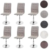Mendler 6er-Set Esszimmerstuhl HWC-C41, Stuhl Küchenstuhl, höhenverstellbar drehbar, Stoff/Textil creme-grau