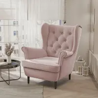Ravio Gesteppter Sessel Coco Trinity 19 Rosa Samt Ohrensessel Skandinavisch
