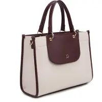 Diana & Co Handtasche Canvas zweifarbig mit Reißverschluss und abnehmbarem Schultergurt Light Green UNICA 35.5x28x13.5 cm OLIVE