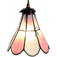 Clayre & Eef Hängeleuchte Tiffany Ø 18x90 cm Rosa Glas