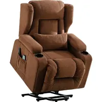 COMHOMA Relaxsessel Aufstehhilfe Massagesessel Fernsehsessel Liege mit Massage Ergonomischer Sessel Stoffoberfläche braun