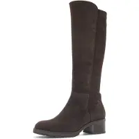 Gabor Stiefel , Damen, Gr. 35, Textil, Normalschaft, braun (dunkelbraun), Lederimitat, Ziegenveloursleder, unifarben, Schuhe Stiefel, Blockabsatz, Langschaftstiefel in Schuhweite G (= weit)