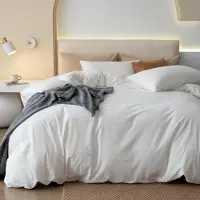 Gezu Bettwäsche-Set 4-teilig Baumwolle 135x200cm Creme Weiß mit Reißverschluss